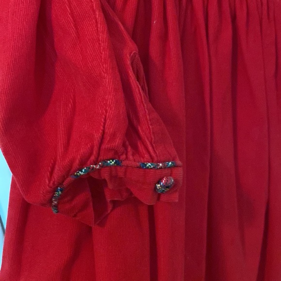 Strasburg red corduroy dress w tartan piping. 4. Gorgeous & Christmas perfect! - Picture 3 of 4